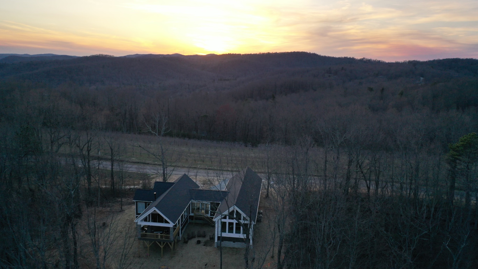 McAlpine Mountain Cabin at sunset